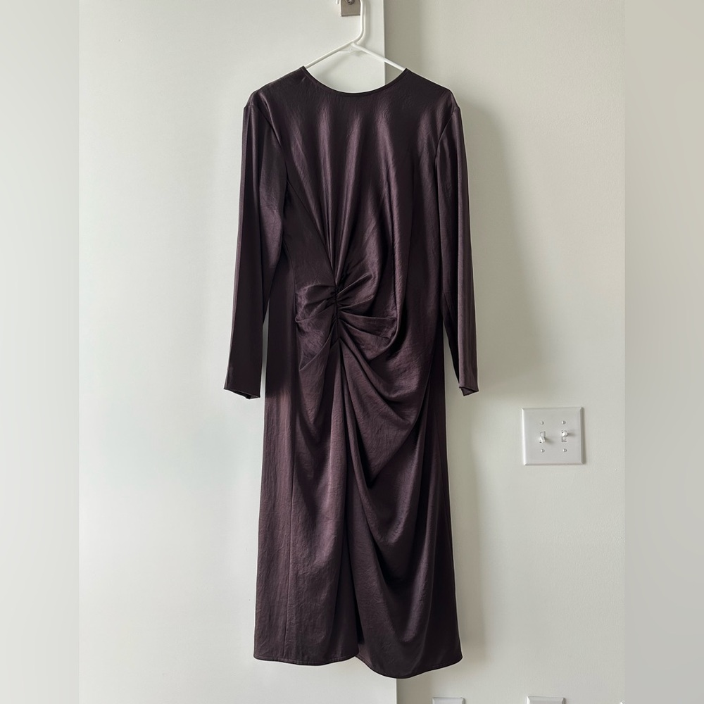 Helmut Lang Ruched Long Sleeve Sheath Dress